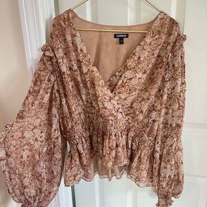 Express Floral Brown Women's Blouse